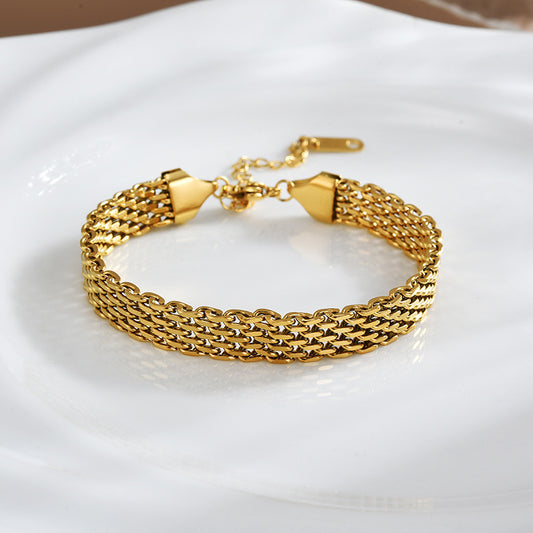 Chain Metal Rough Titanium Steel Female Clavicle Woven Snake Bones Bracelet