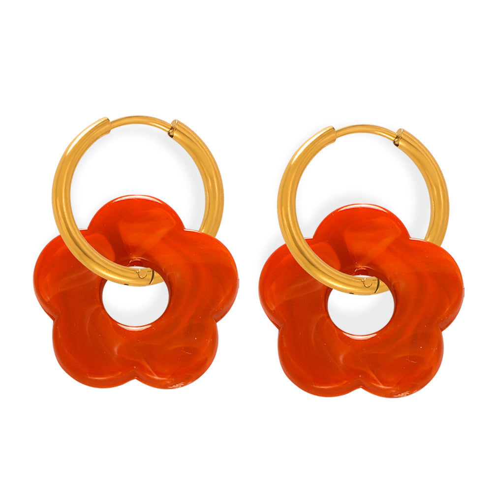 Women's Simple Sweet Fashion Titanium Steel Gold-plated Chain Flower Jewelry Set