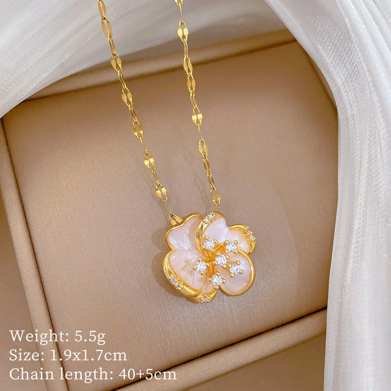 Women's Rotating Glaze Flowers Suit Light Luxury Temperament Gorgeous Full Necklaces