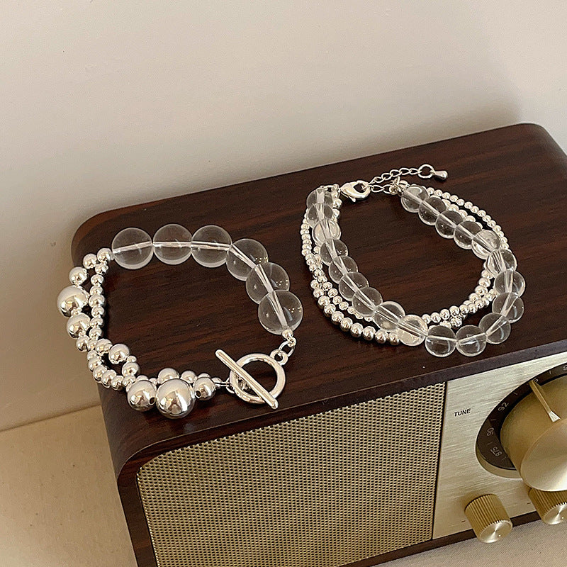 Women's Beaded Splicing Metal Ball Unique Design Sense Personalized Bracelets