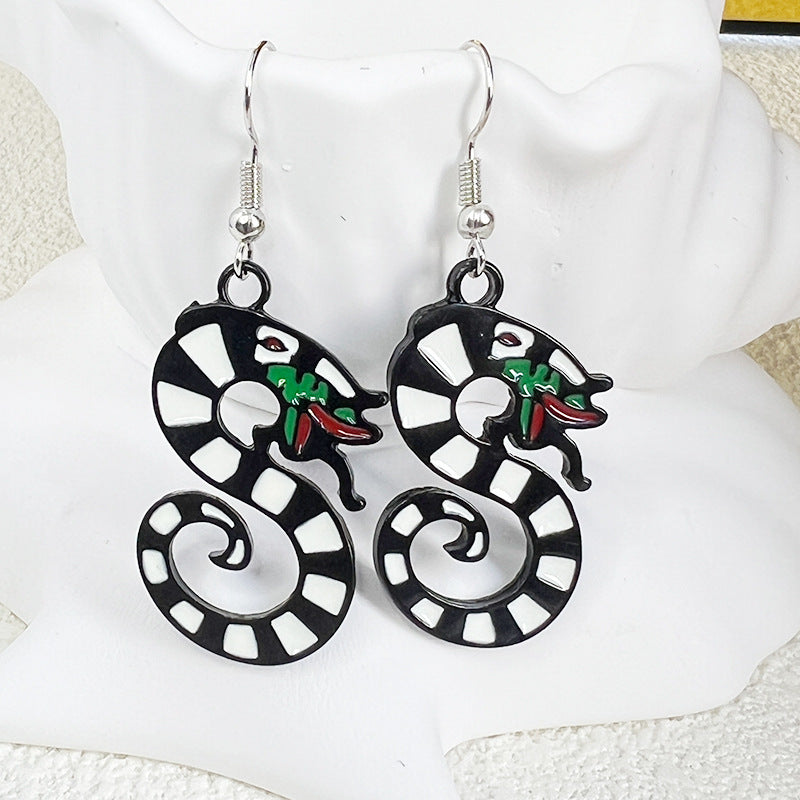 Zodiac Dragon Ornament Exaggerated Gothic Style Cool Earrings