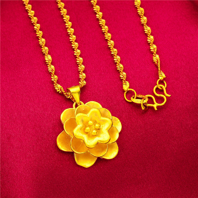 Flower Vietnam Placer Gold Palace Antiquity Water Ripple Gifts For Necklace