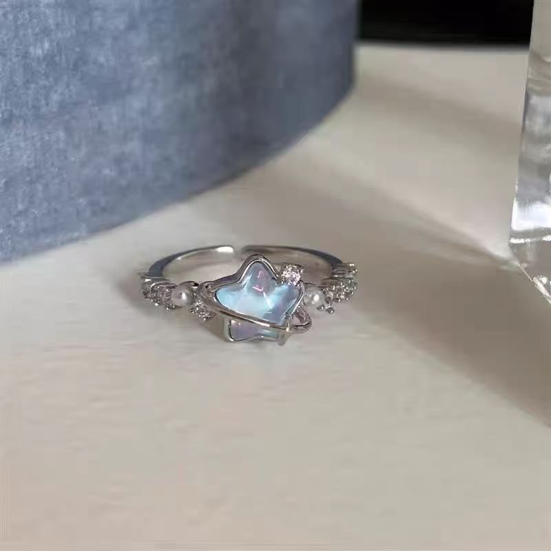 Pearl Zircon Female Design Open Adjustable Rings