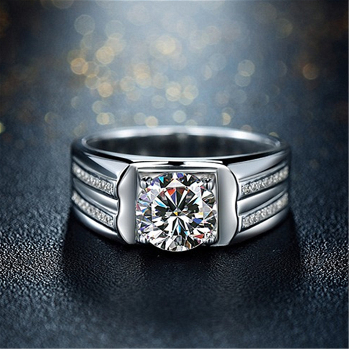 Men's Source Moissanite Open Mouth Man's Domineering Opening Adjustable Ring