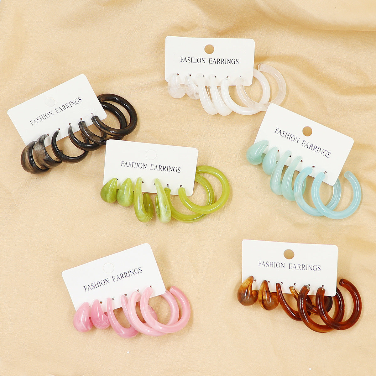 Women's Fresh Summer Versatile Acrylic Round Pairs Plastic Earrings
