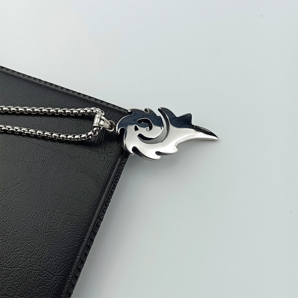 Men's Personality Phoenix Flame Titanium Steel Boys Square Pendants