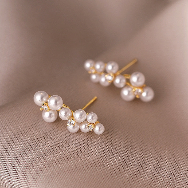 Luxury Small Grape Pearl Female Niche Rings