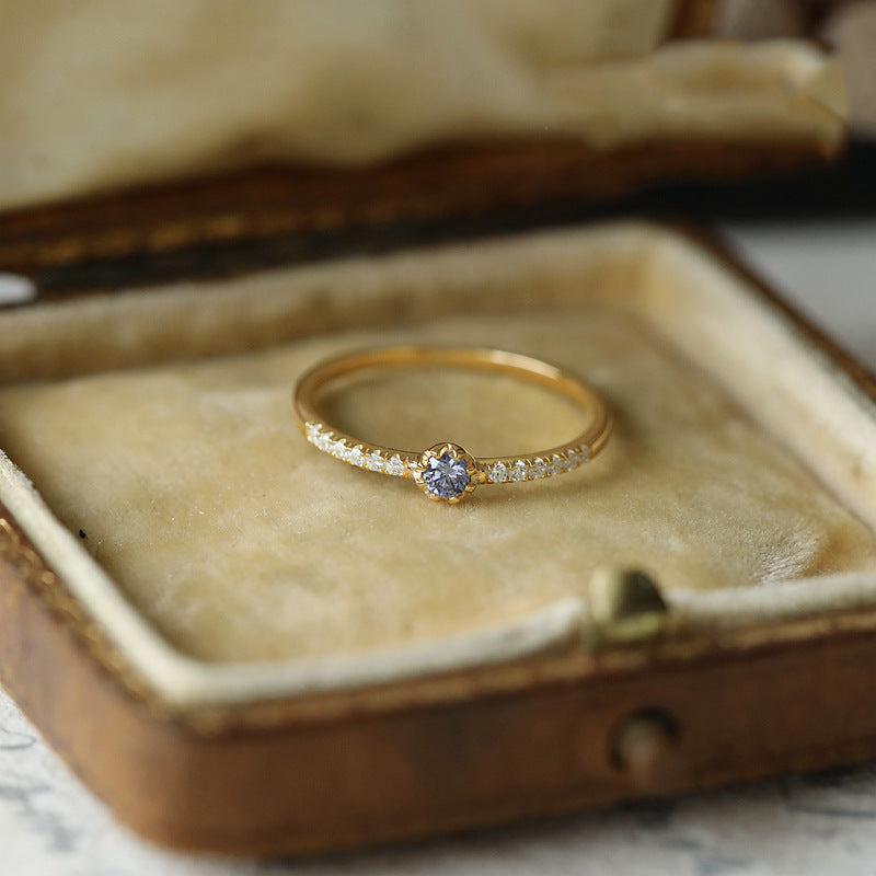 Phantom Blue Row Diamond Female Affordable Luxury Fashion Niche Rings