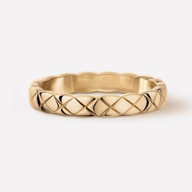 Diamond Plaid Gold Titanium Steel Couple One-hand Straight Hair Light Rings