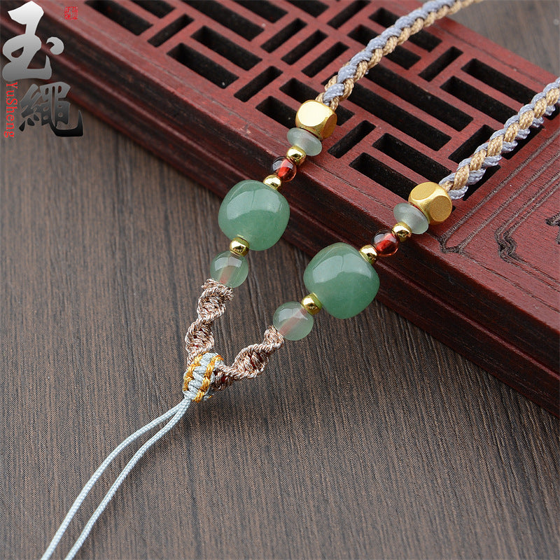 Comfortable Rope Emerald Jade Hand-woven Aventurine Necklaces