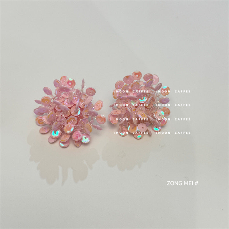 Women's Style Shiny Summer Sequins Handmade Rose Shape Eye-catching Sweet Cool Earrings