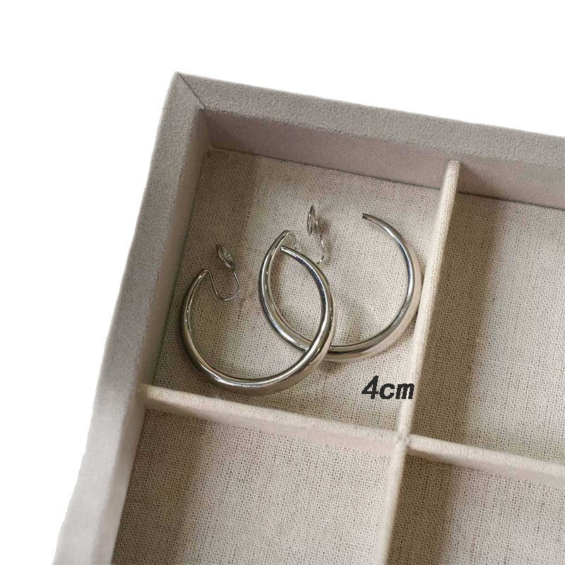 Women's High-grade Style Beautiful Circle Metal Large Simple Round Ear Earrings