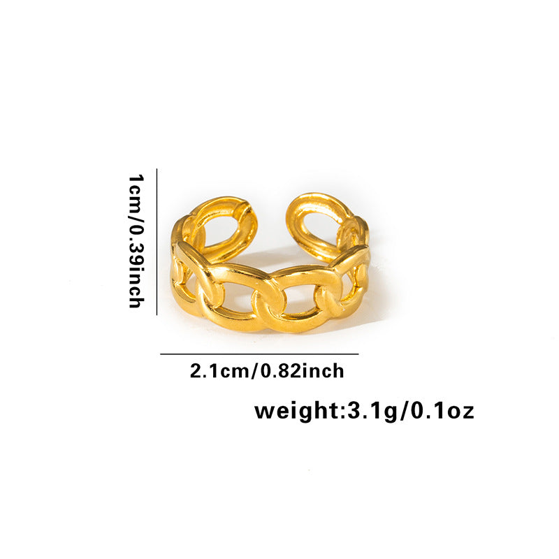 Women's Line Hollow Heart Snake-shaped Design Gold Rings