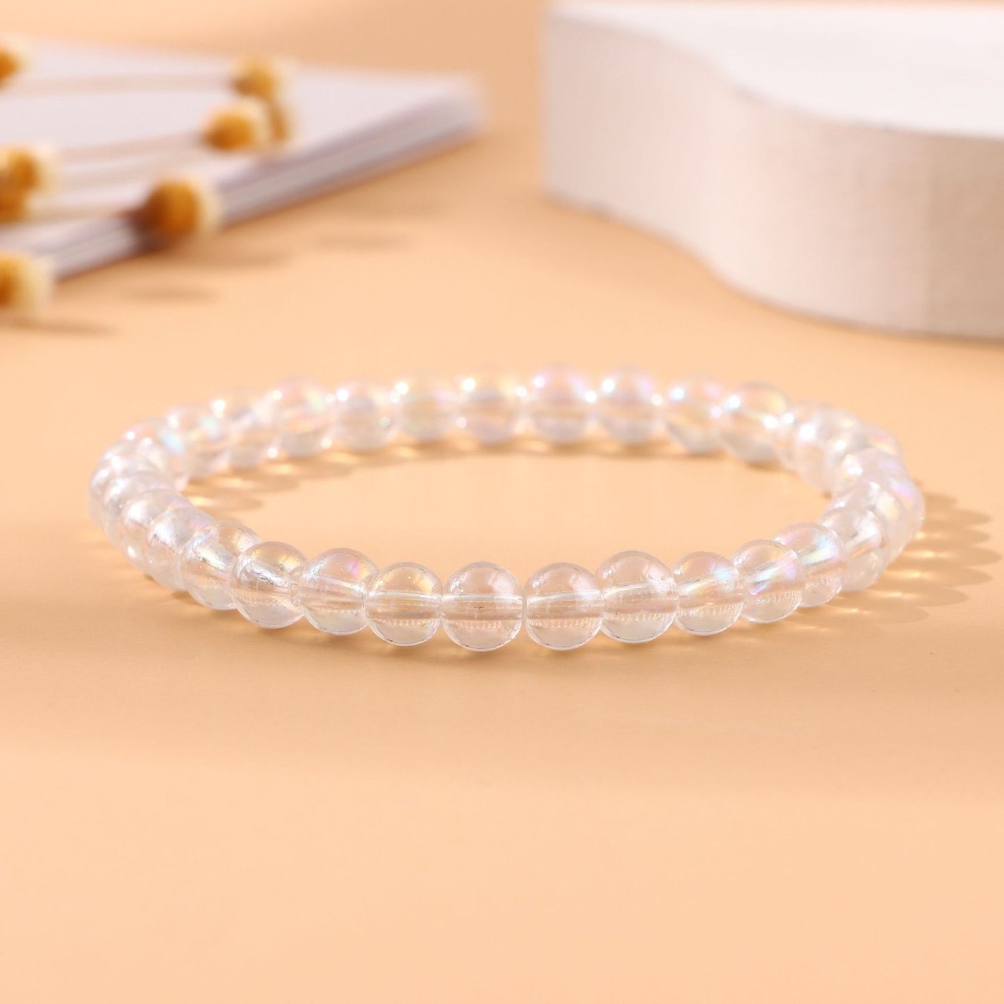 Women's & Men's Round Beads Couple Fashion Elastic String Beaded Bracelets