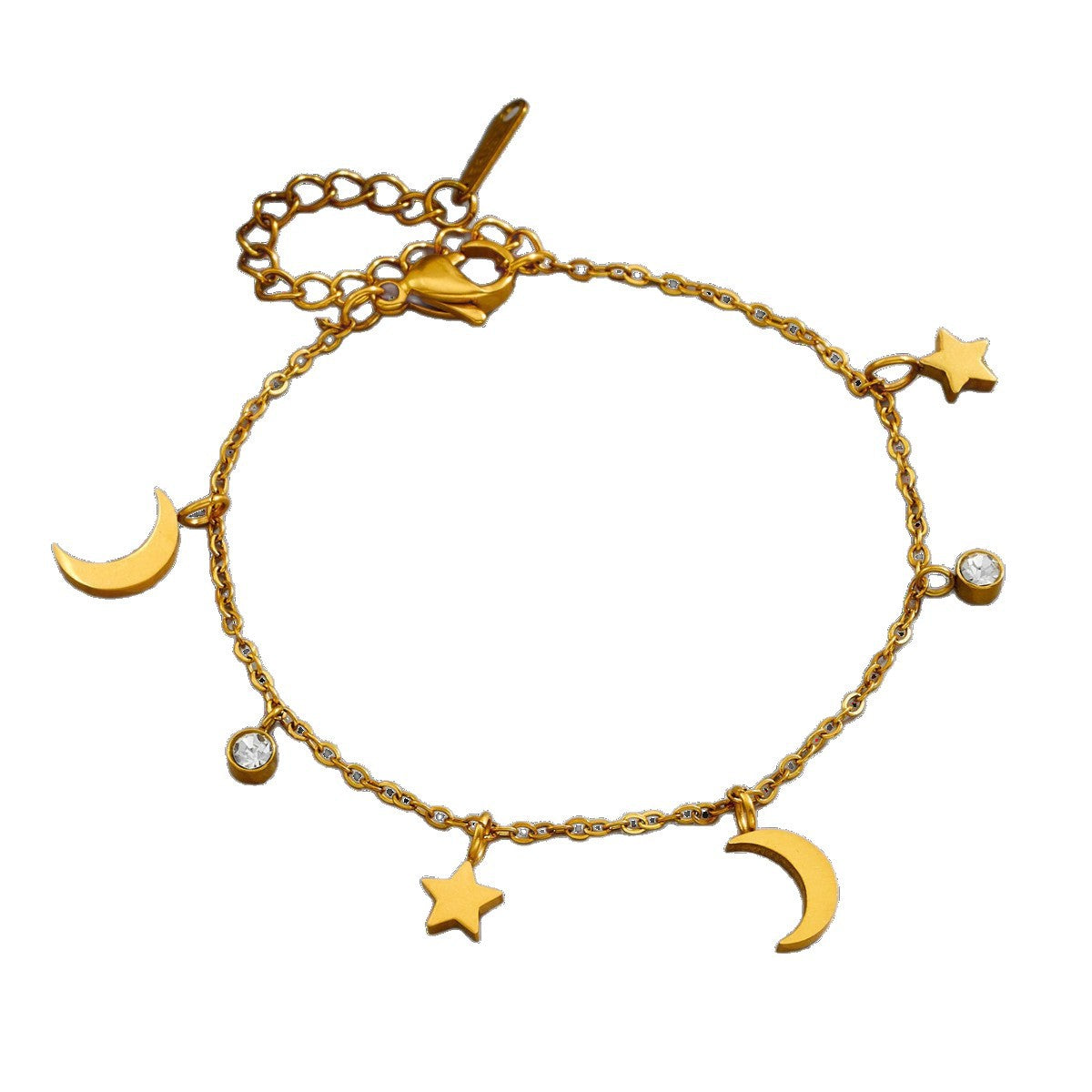 Moon Star With Diamond Gold Titanium Steel Fashion Personality Female Bracelets