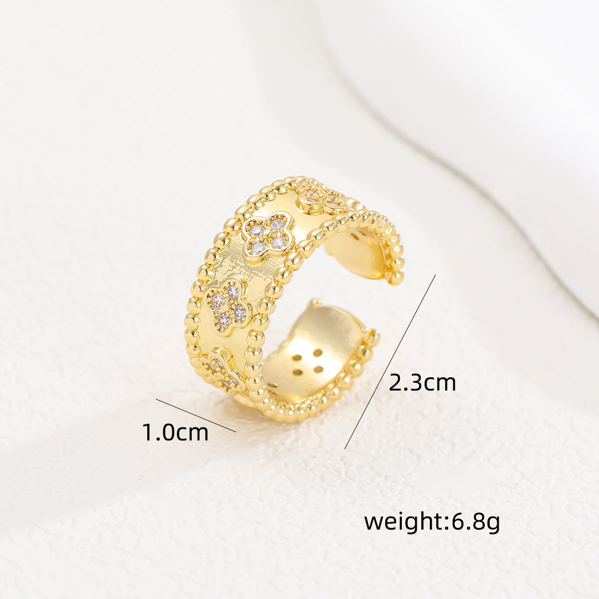 Braiding Copper Inlaid Zirconium Real Gold Winding Female High Sense Ring