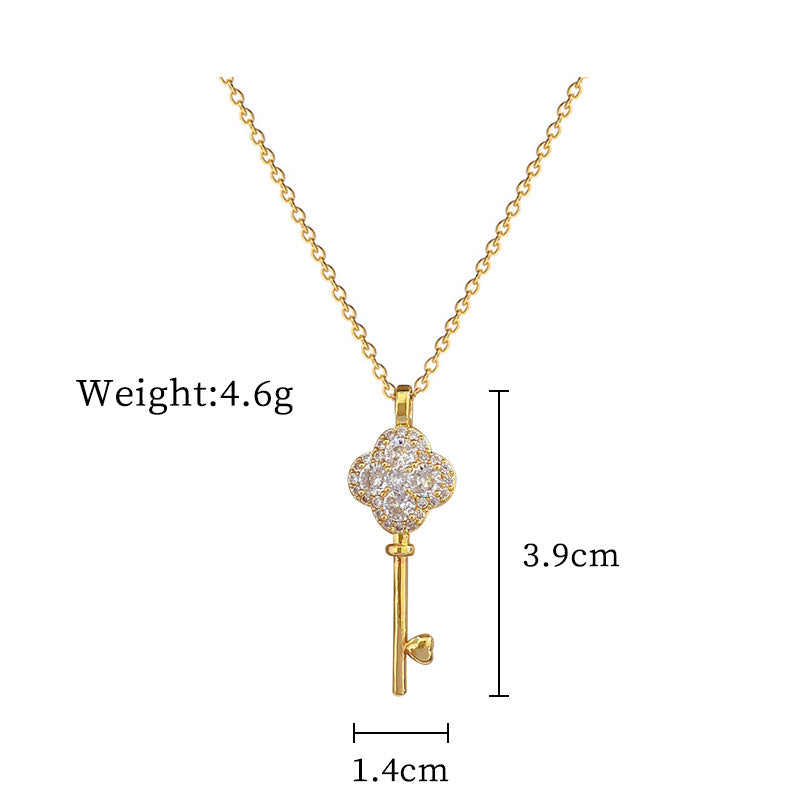 Steel Lucky Female Copper Micro Inlay Real Gold Plating Necklaces