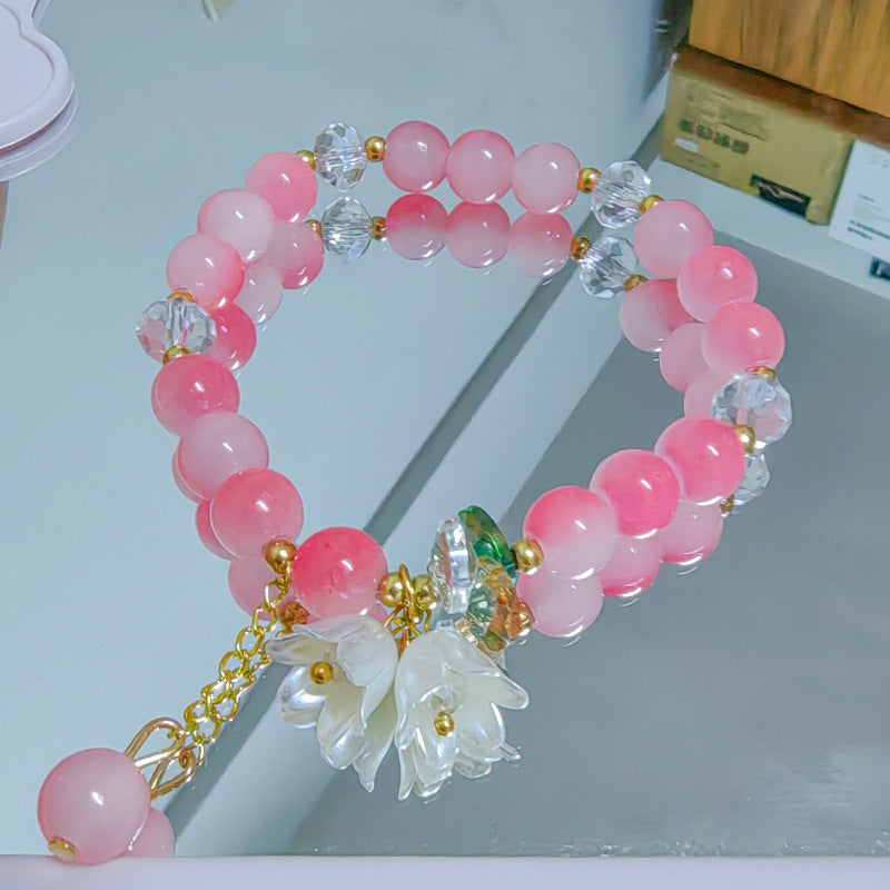 Two-color Lily Female Temperament Small Crystal Bracelet