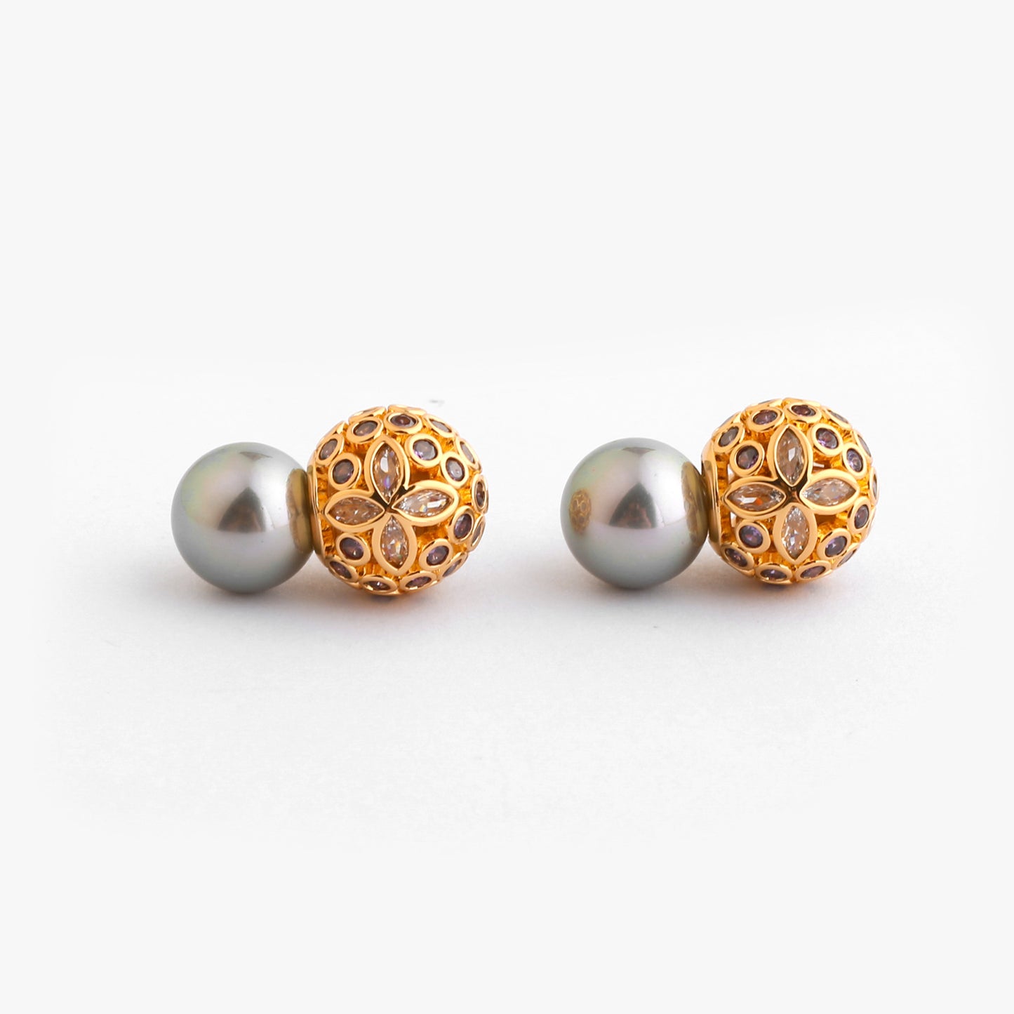 Real Gold Gaanized Enamel Diamond Retro Earrings