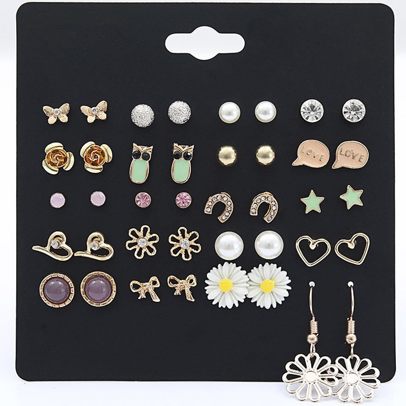 Metal Irregular Geometry Pairs Earings Vintage Pearl Earrings
