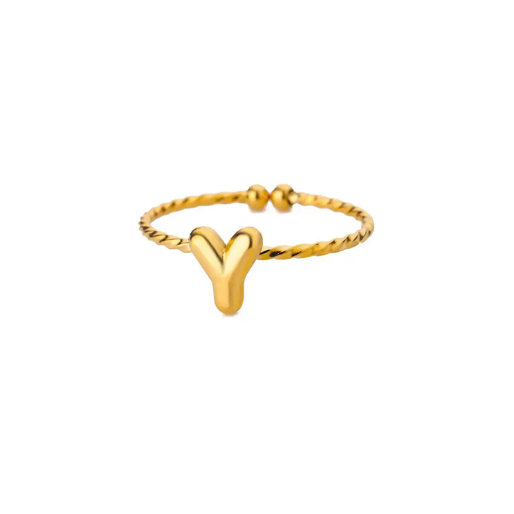 Stainless Steel Gold-plated English Letters Glossy Rings