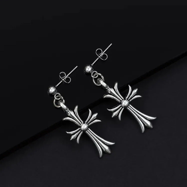 Women's Sier Needle Sweet Cool Cross Niche Personalized Cold Style Ear Rings