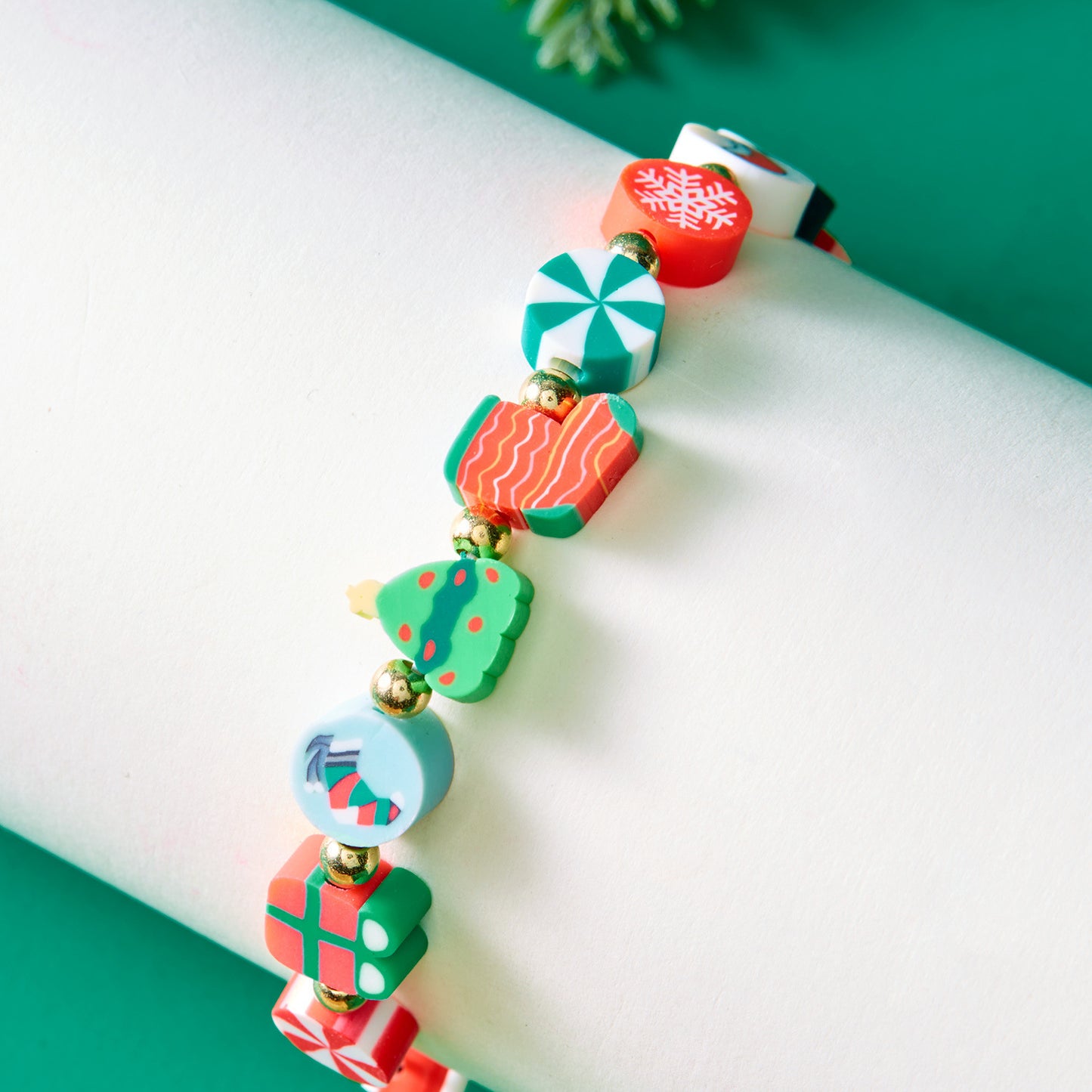 Christmas Fashion Polymer Clay Santa Snowman Bracelets