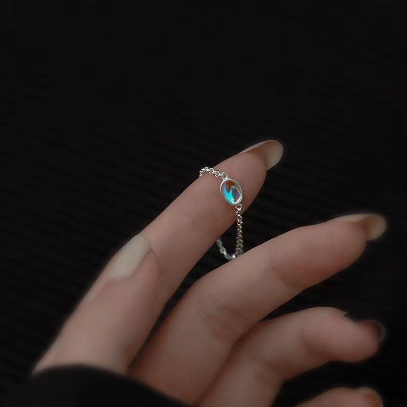 Moonstone Niche Design Female Pull Forefinger Rings