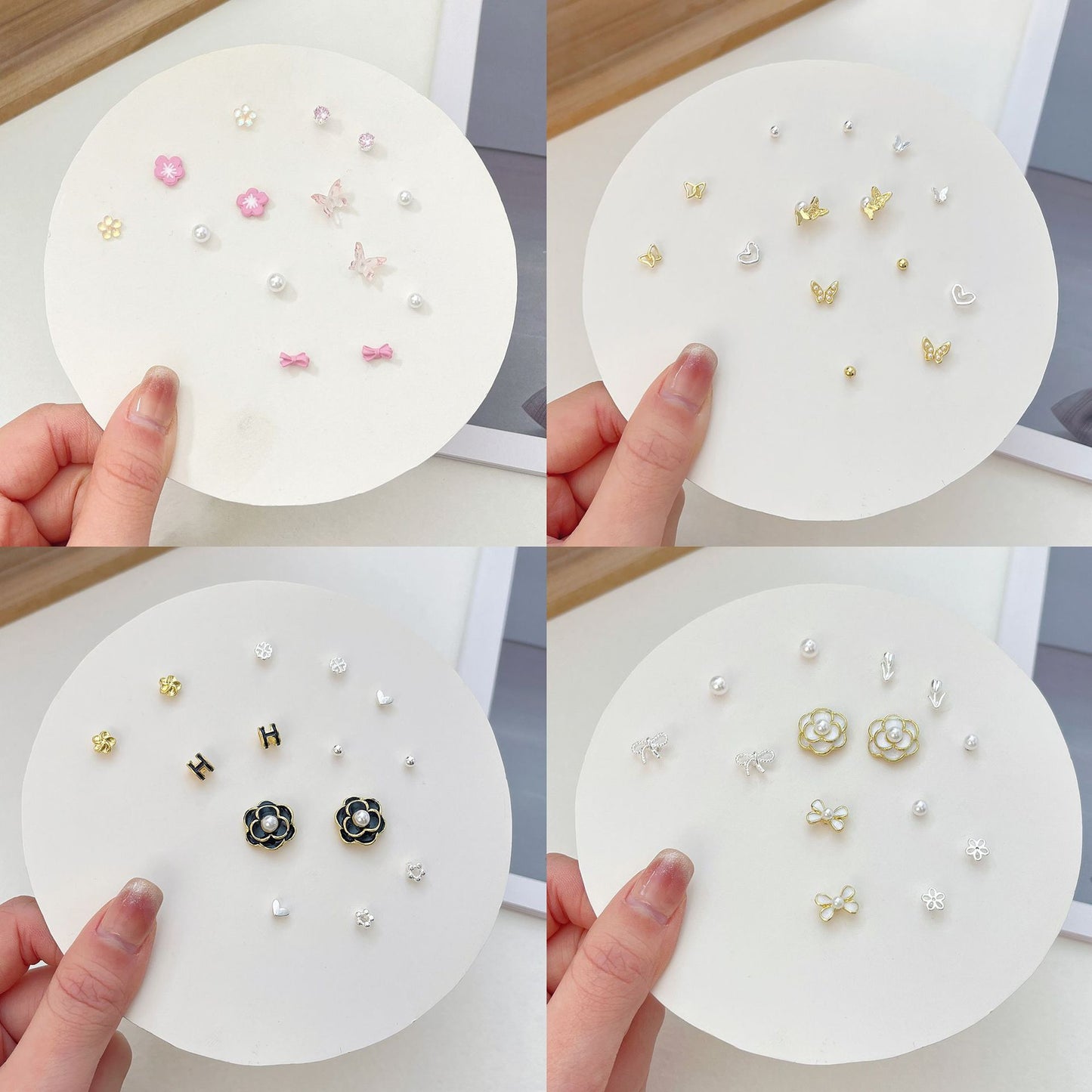 Pair Pack Sier Suit Cute Sweet Earrings