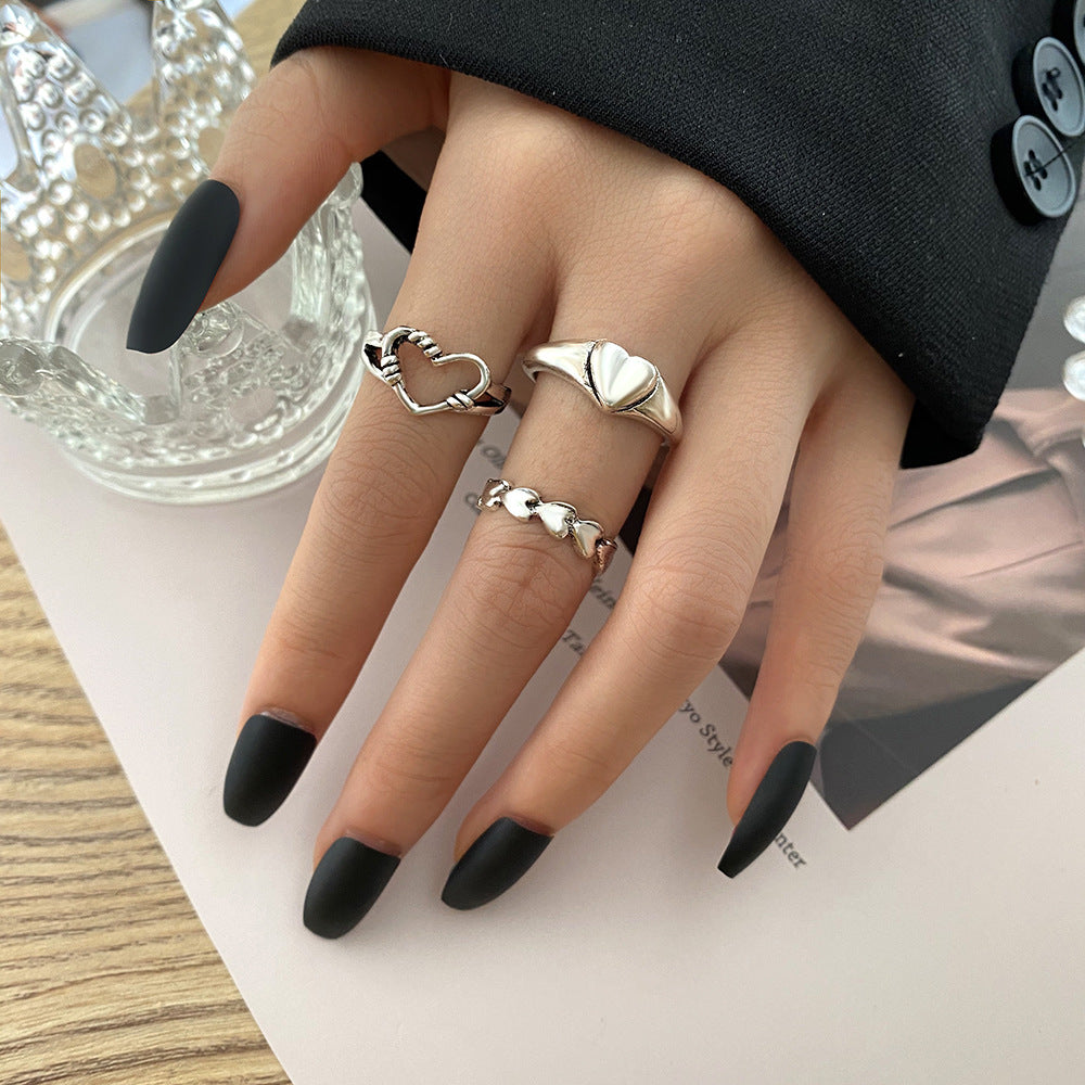 Creative Retro Simple Love Heart-shaped Suit Rings