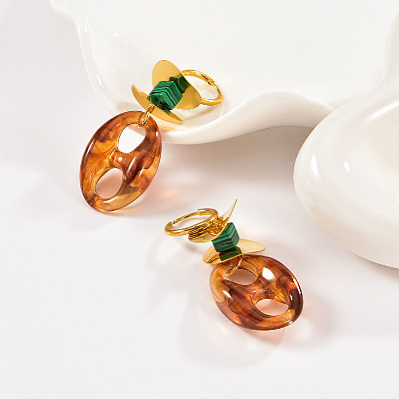 Gold Color Resin Buckle Light Luxury Jewelry Set