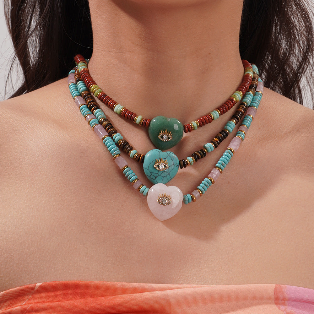 Bohemian Ethnic Style Beaded Devil's Eye Love Natural Stone Necklaces