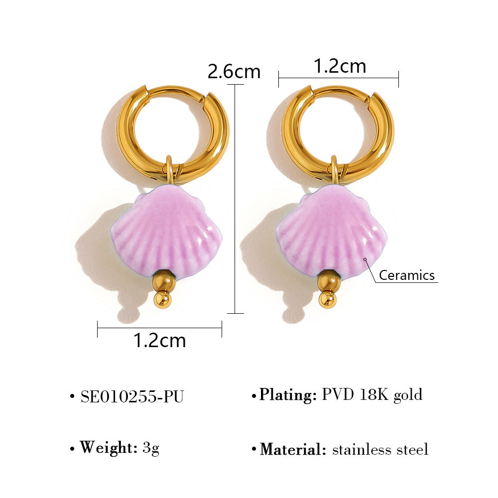 Marine Element Titanium Steel Female Gold Earrings