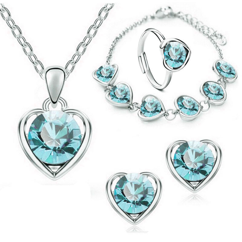 Stylish Durable Fashion Crystal Heart-shaped Heart Jewelry Set