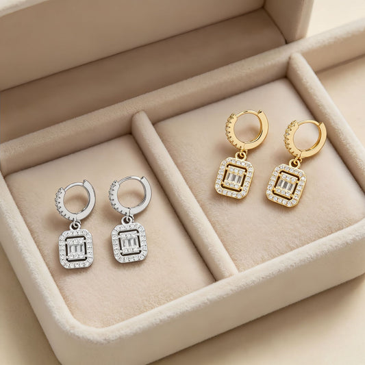 Fashion Style Elegant Generous Cube Sugar Ear Clip Copper Plated Earrings