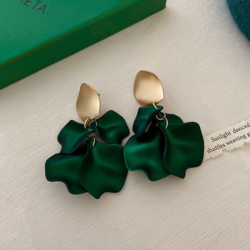 Sier Needle Zircon Geometric Flower Retro Exquisite Earrings