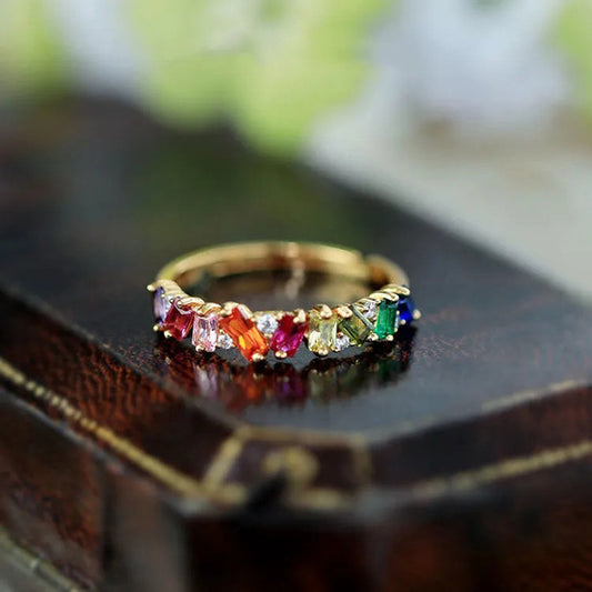 Women's Candy Colorful Bright Zircon Personality Gold-plated Fashionable Rings