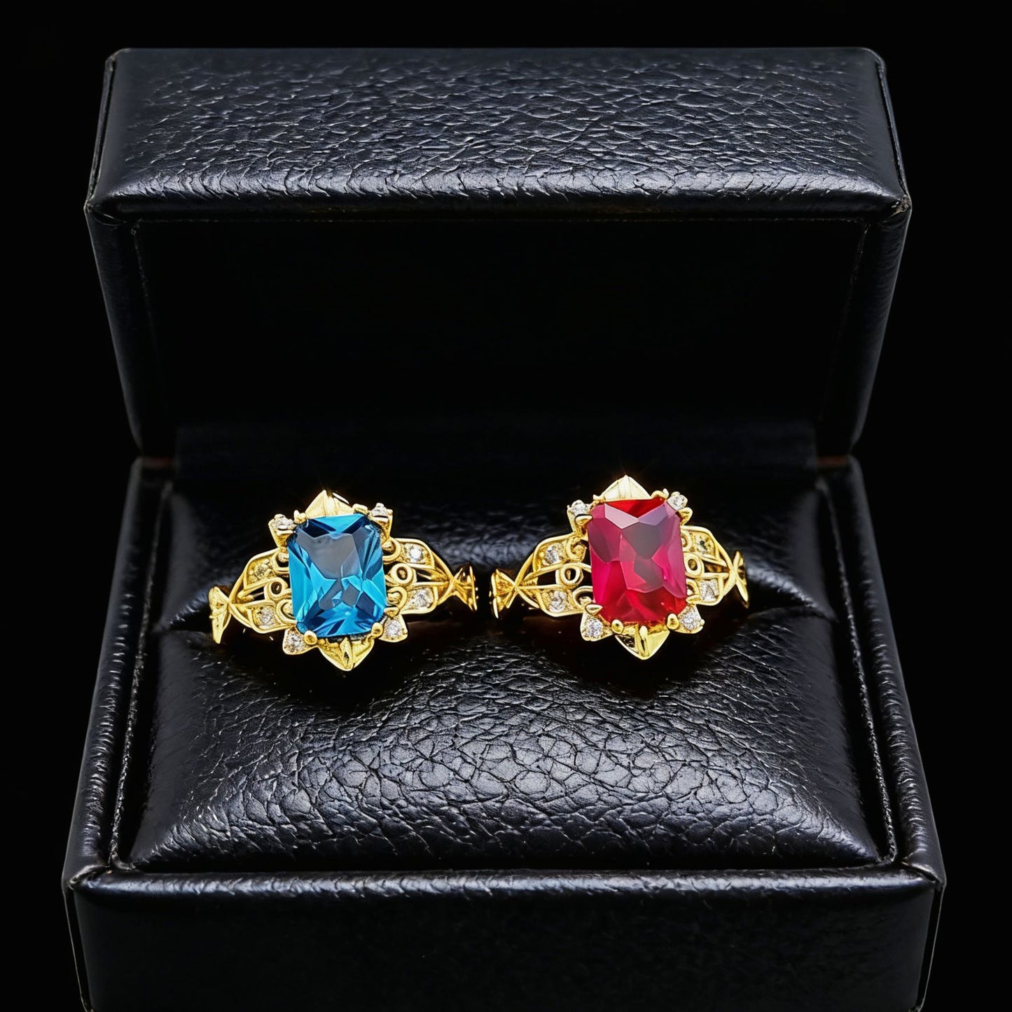 Simulation Rectangular Ruby Gold-plated Inlaid Red Corundum Bracelets