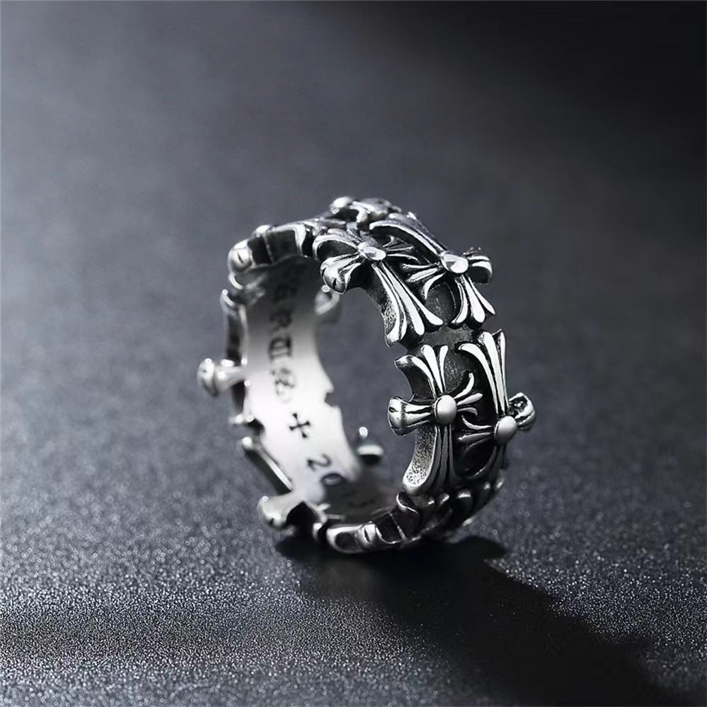 Double Layer Cross Personality Trendy Couple Retro Easy Matching Switchable Rings