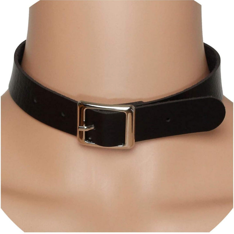 Punk Simple Leather Rock Trend Female Collar