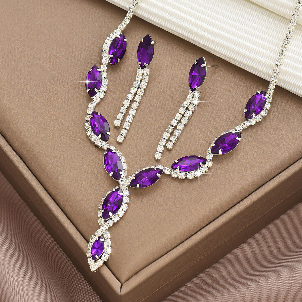 Full Diamond Rhinestone Two-piece Banquet Dress Jewelry Set