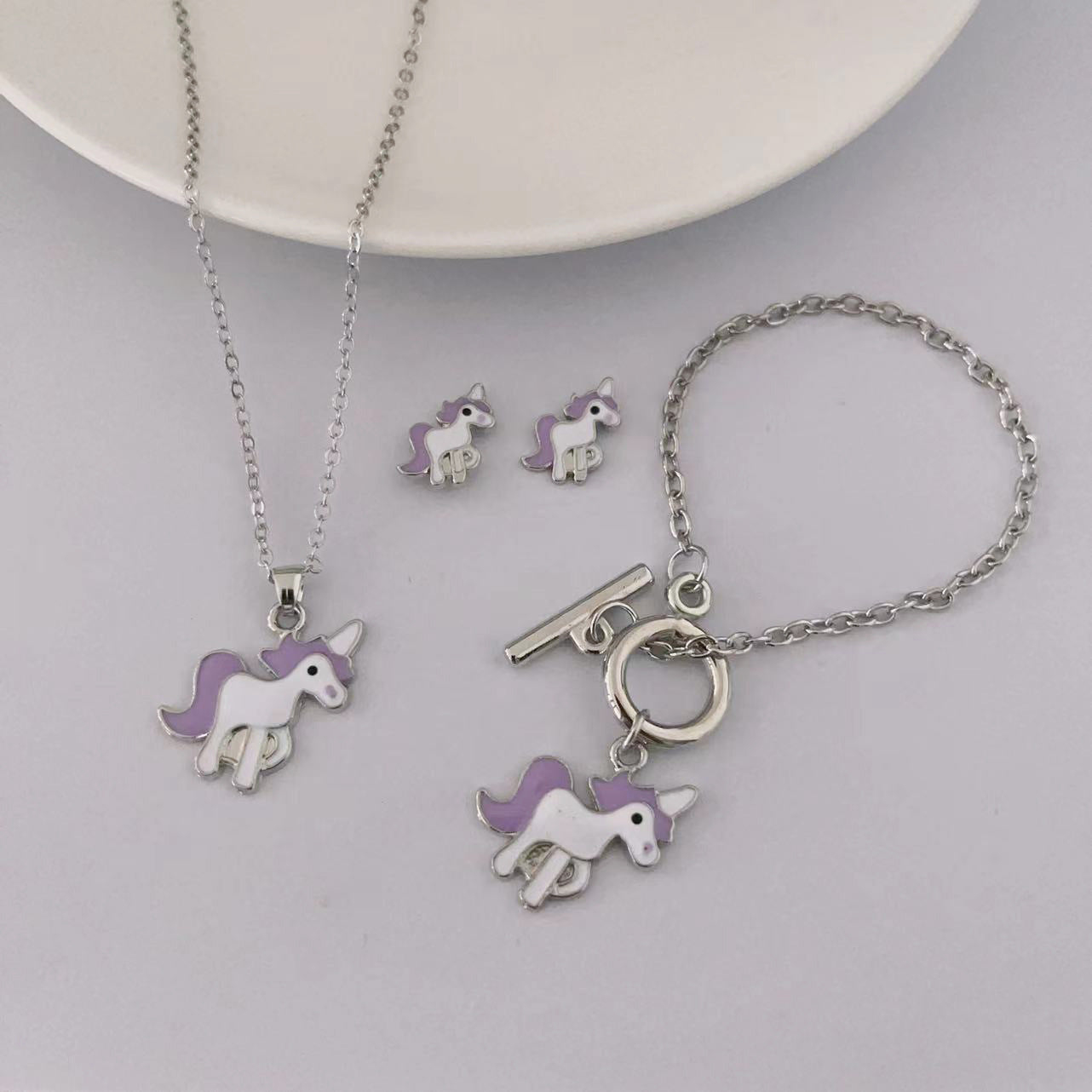 Fashion Temperament Clavicle Chain Niche Popular Unicorn Jewelry Set