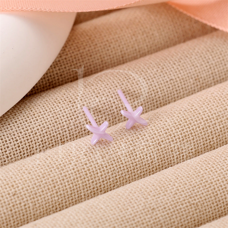 Cross Integrated Biological Porcelain Zirconia Ceramic Ear Small Auricular Needle Stud Earrings