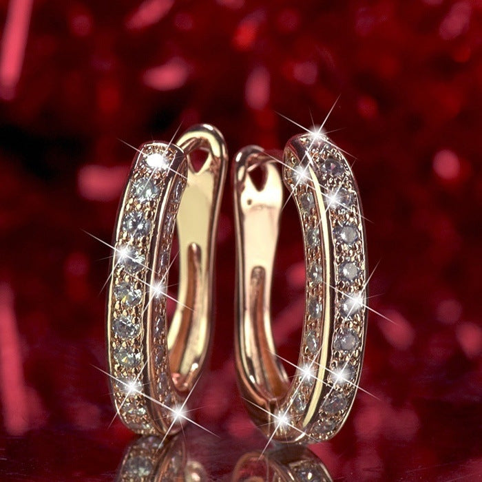 Fashion Three-sided Diamond Full Rhinestone Ear Earrings