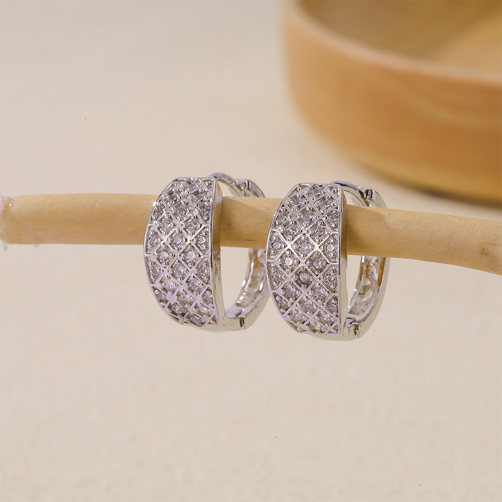 Women's Selection Fashionable Multi Zircon Inlaid Zirconium Earrings