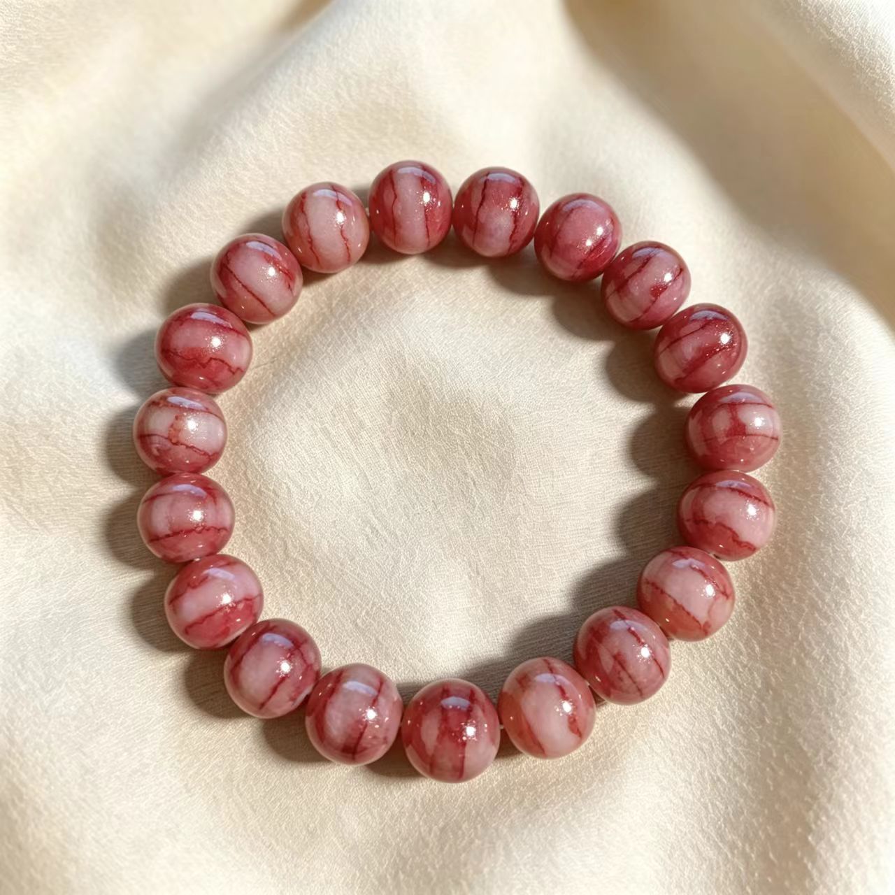 Women's & Men's Rainbow Color Glazed Single Circle Glass Simple Live Streaming Drainage Bracelet