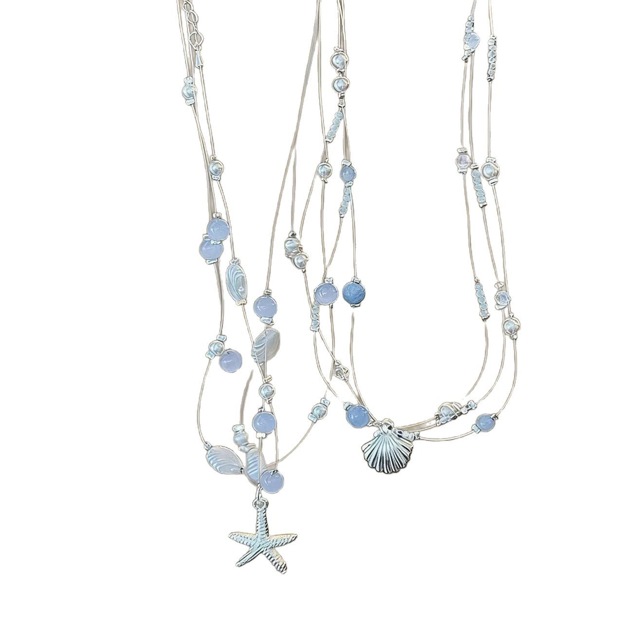 Women's Fish Line Starfish Shell Pearl Seaside Vacation Versatile Necklace
