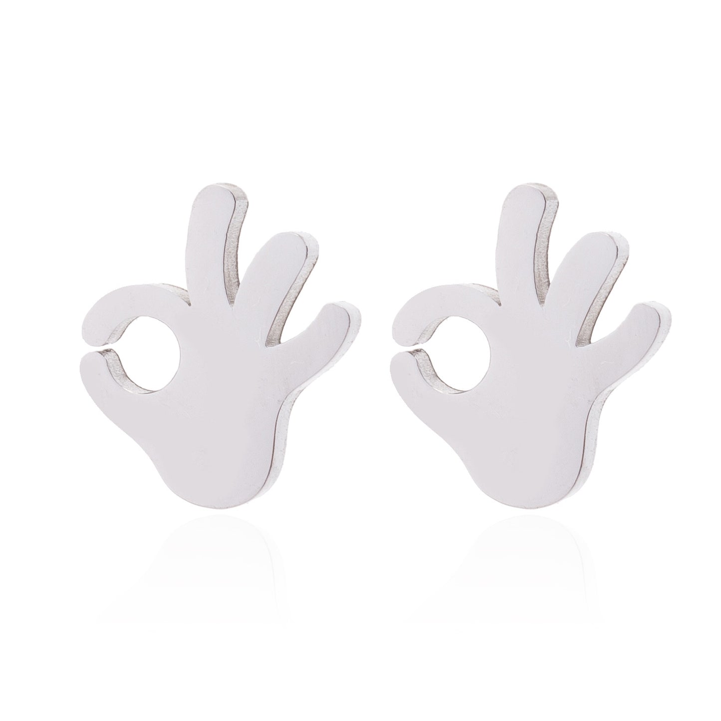 Women's Stainless Steel Geometric Gesture Love Heart Stud Earrings
