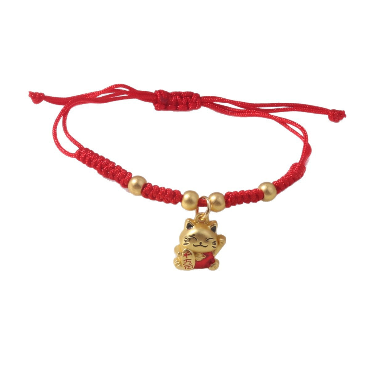 Braided Red Rope Auspicious Language Butterfly Fortune Cat Safe Joy Bracelets