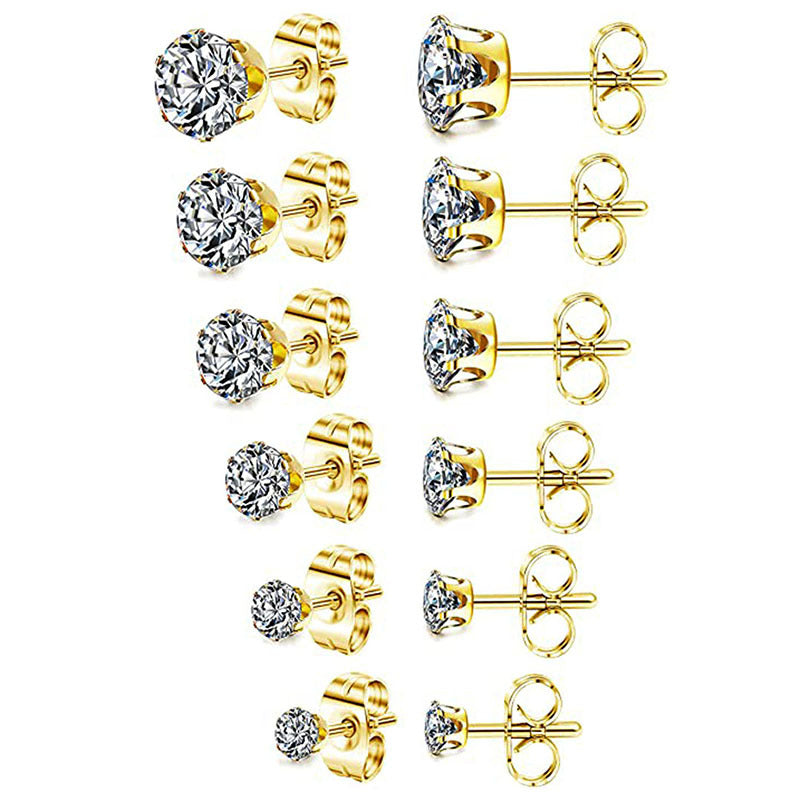 Round Zircon Simple Crown Inlaid Diamond Small Eardrop Frame Rings